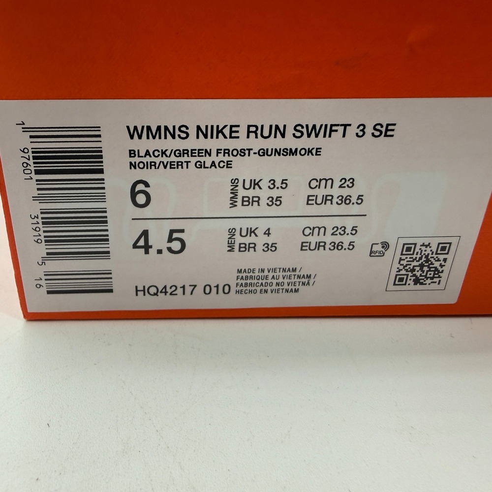 Nike Run Swift 3 SE Shoes Women Size 6 Black Green Frost Running HQ4217 010 - Picture 2 of 8